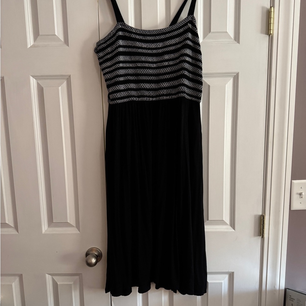 Lane Bryant Black and White Striped Midi Dress